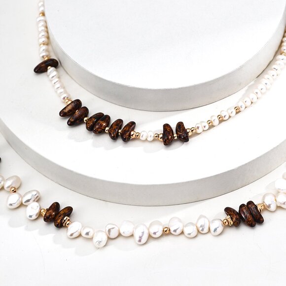 ✨ Artisan Original Pearl & Czech Glass Beaded Choker | S925 Gold Boho - Picture 4 of 4